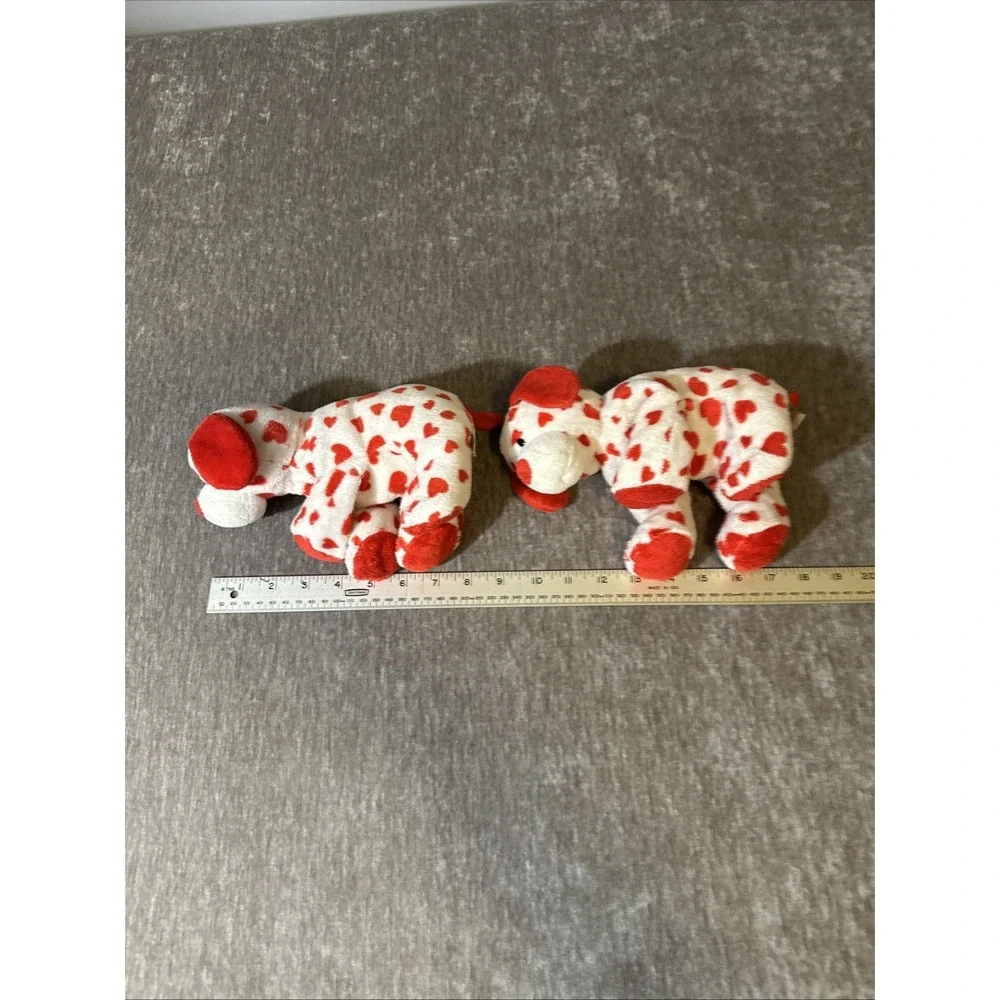 Ty 2010 Tylux Plush Red Hearts‎ Valentines Red Nose Dog Lot 2